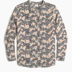 J. Crew Banded Collar Zebra Print Blouse